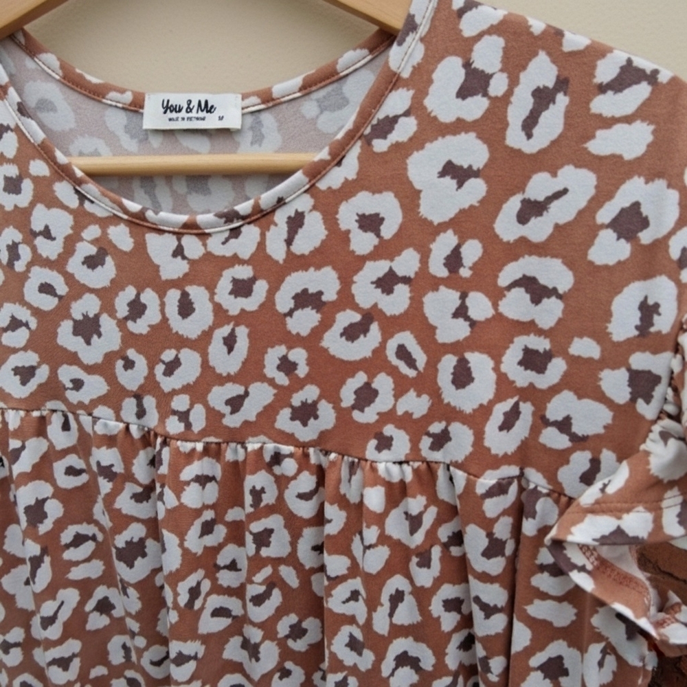 You & Me Leopard Tiered Baby Doll Dress | Size M | Pockets - Picture 7 of 7